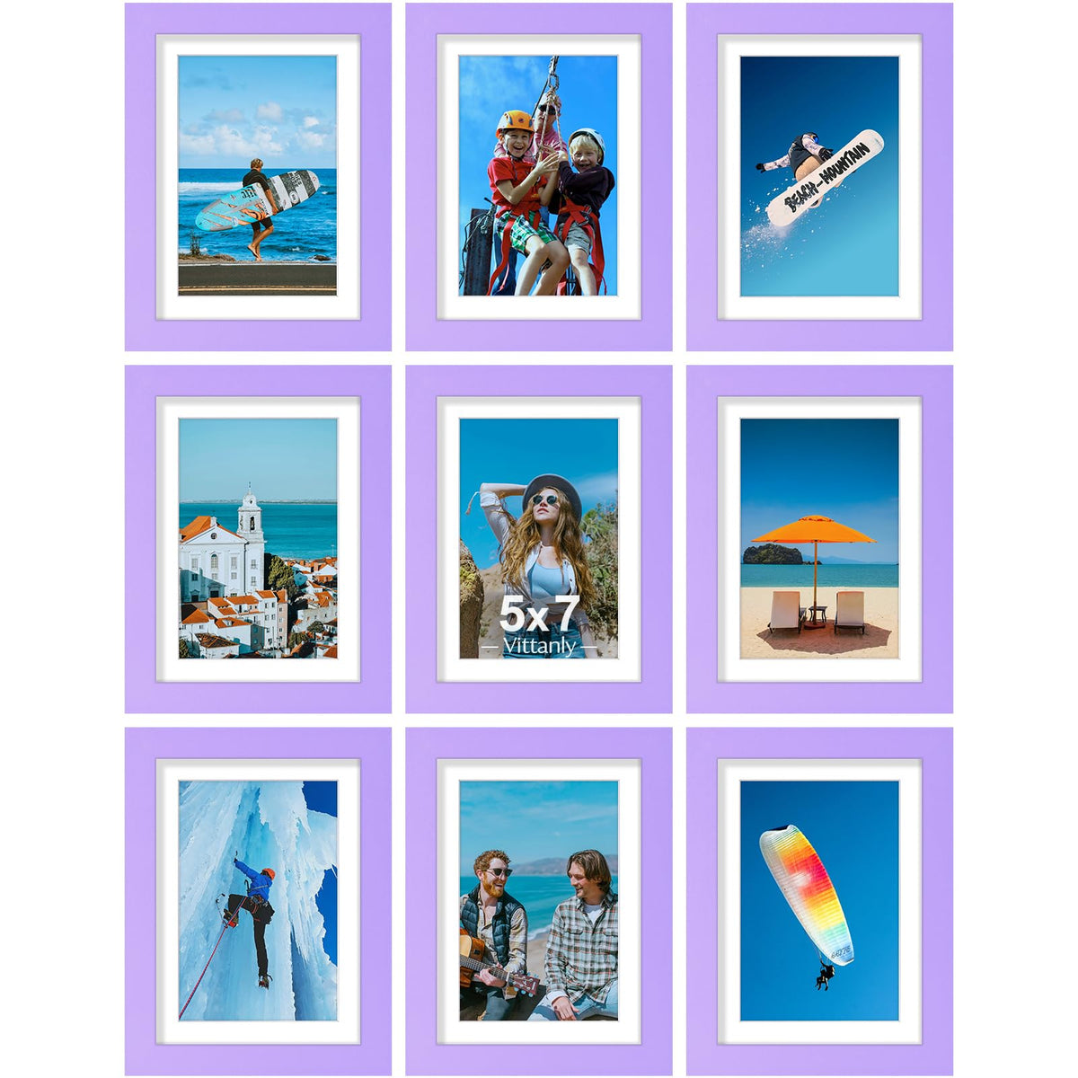 Vittanly 8x10 Picture Frames Set of 9 for Wall or Tabletop Display, Black
