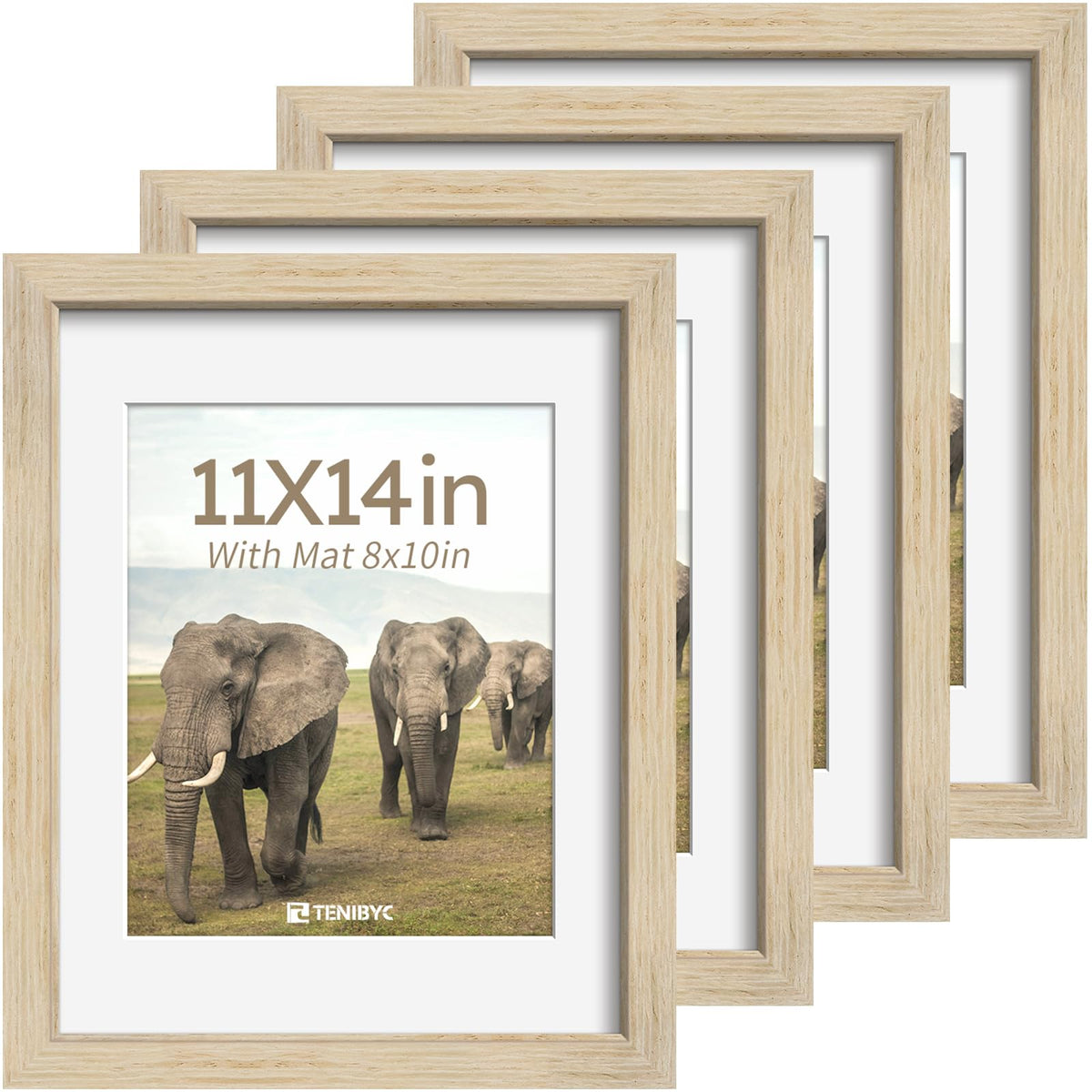 5x7 picture frame 4 Pack, 4x6 Mat, Black Wood, Glass, for Photo