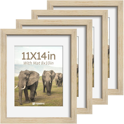 5x7 picture frame 4 Pack, 4x6 Mat, Black Wood, Glass, for Photo