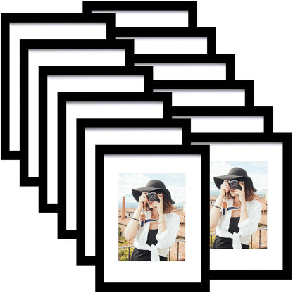 Picrit 8x10 Picture Frame Set of 12, Modern Gallery Wall Frames, Black