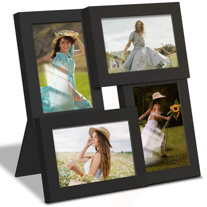 DUENPY 4x6 Collage Frame Tempered Glass For 4 4x6 Photos Brown