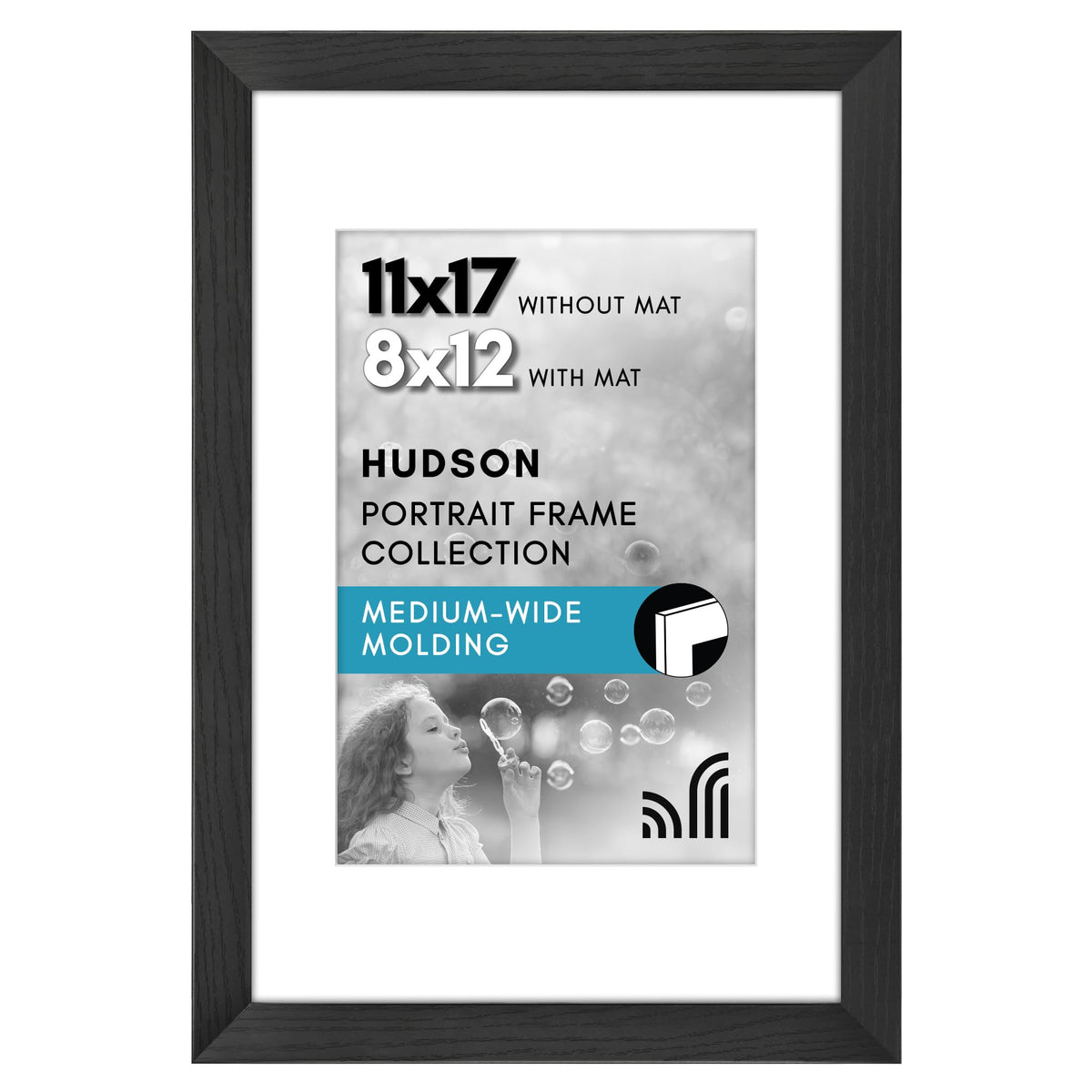 Americanflat 22x28 Poster Frame - Matted to 18x24 - Engineered Wood - Black