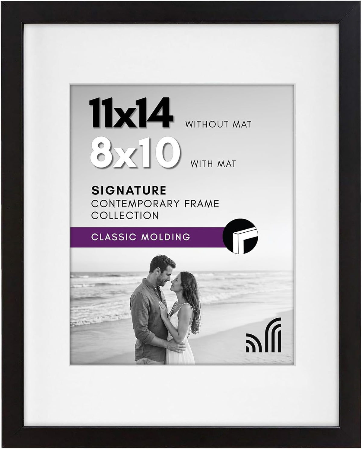 Americanflat 11x14 Picture Frame - Matted to 8x10 - Engineered Wood - Black