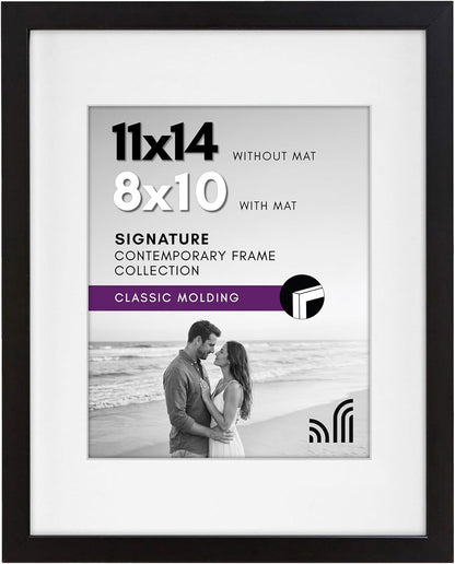 Americanflat 11x14 Picture Frame - Matted to 8x10 - Engineered Wood - Black