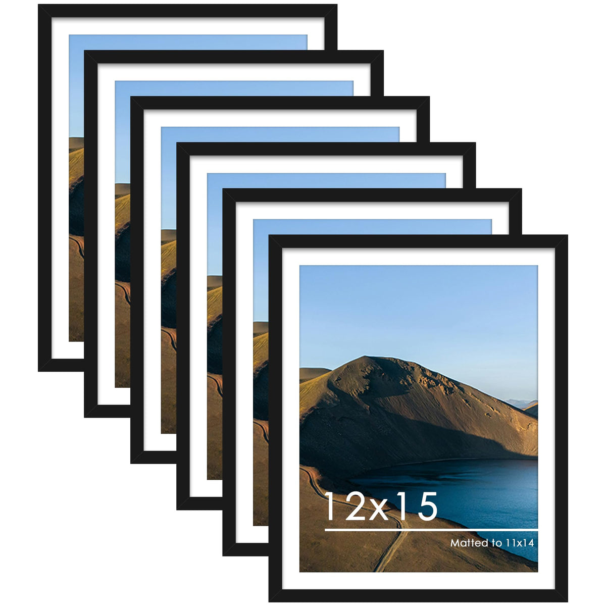 PEALSN 8x10 Picture Frame Set of 6,Wall or Tabletop Display,Black Woodgrain