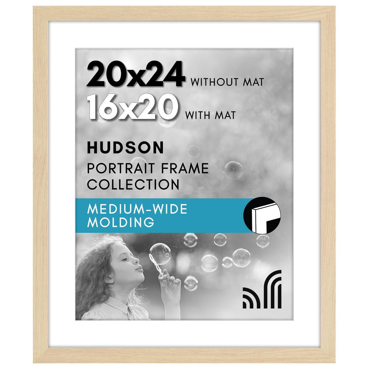 Americanflat 22x28 Poster Frame - Matted to 18x24 - Engineered Wood - Black