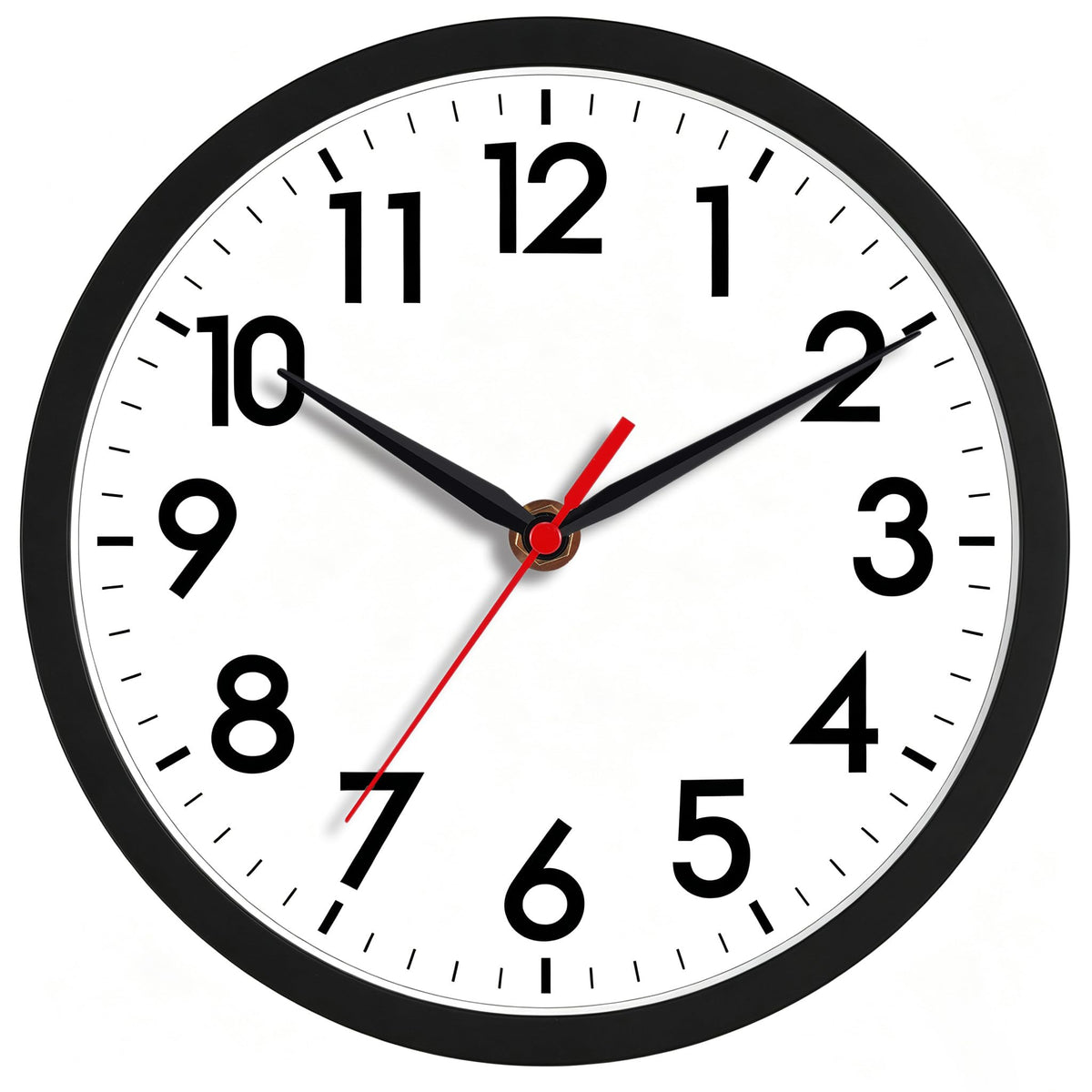 AKCISOT 14 Inch Wall Clock, Silent Battery Operated Analog Clock, Black