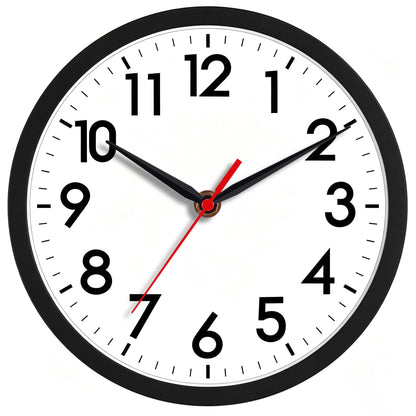 AKCISOT 14 Inch Wall Clock, Silent Battery Operated Analog Clock, Black