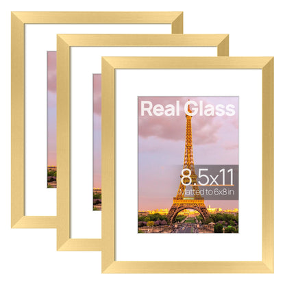 upsimples 11x14 Picture Frame, Gallery Glass Photo Frames Set of 3, Black