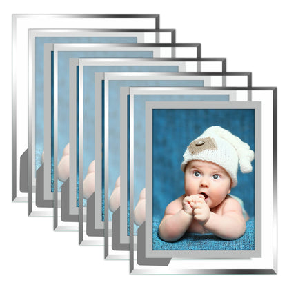 Vienrose 5x7 Picture Frame Set of 2, Clear Glass Photo Frames with Silver Edge, Horizontal or Vertical Display for Tabletop, Desk, Home, Office Decoration Fits 5x7 Photos Easy Photo Swap Gift Ready