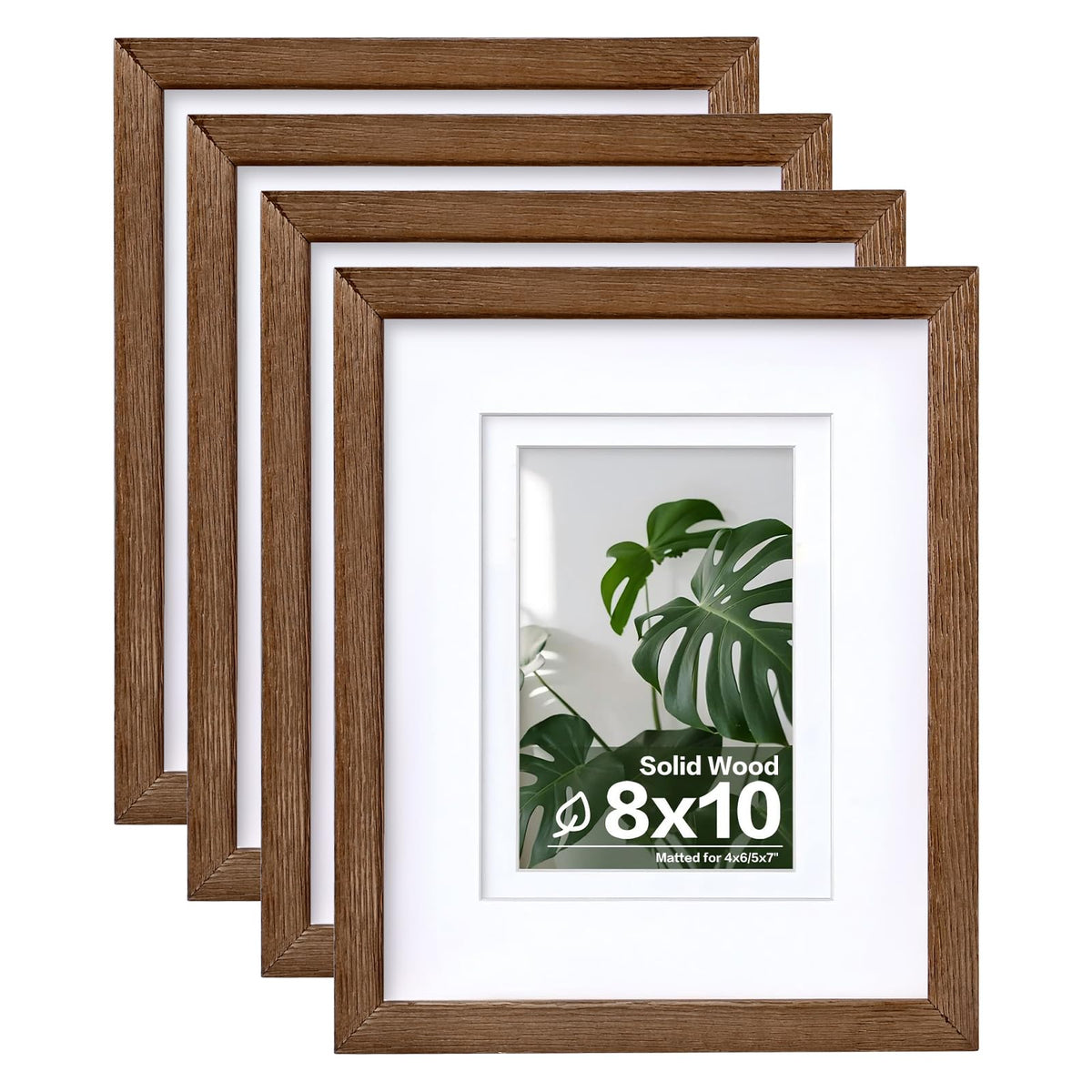 Egofine 8x10 Picture Frames Set of 4, Made of Solid Wood Covered by Plexiglass 4x6 and 5x7 with Mat or 8x10 without Mat, for Table Top Display and Wall Mounting Photo Frame White