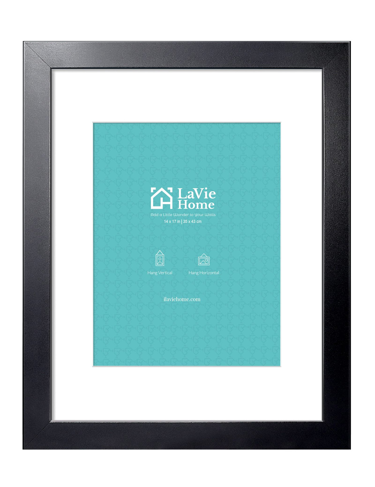 LaVie Home 14x18 Picture Frame Black Poster Frame,Display Pictures 12x16 with Mat or 14x18 Without Mat, Stable and Sturdy Frame and Polished Plexiglass, Horizontal and Vertical Format of The Walls