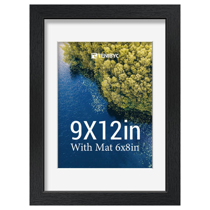 5x7 picture frame 4 Pack, 4x6 Mat, Black Wood, Glass, for Photo