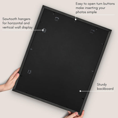 Americanflat 22x28 Poster Frame - Matted to 18x24 - Engineered Wood - Black