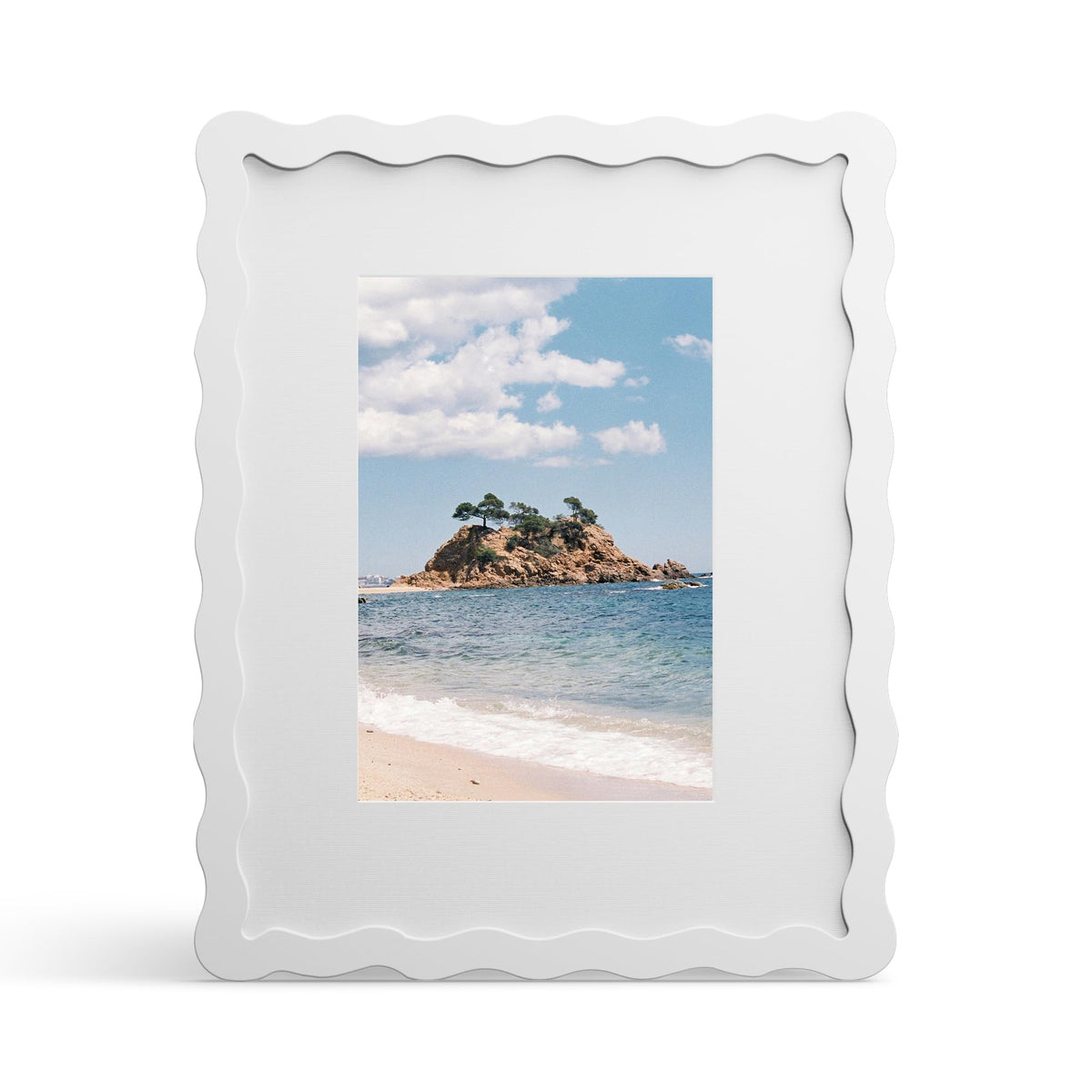 4x6 Picture Frame with Mat for 3.5x5, Wavy Edge Wooden Real Glass Photo Frame for Tabletop and Wall Hanging, Green, 1 Pack
