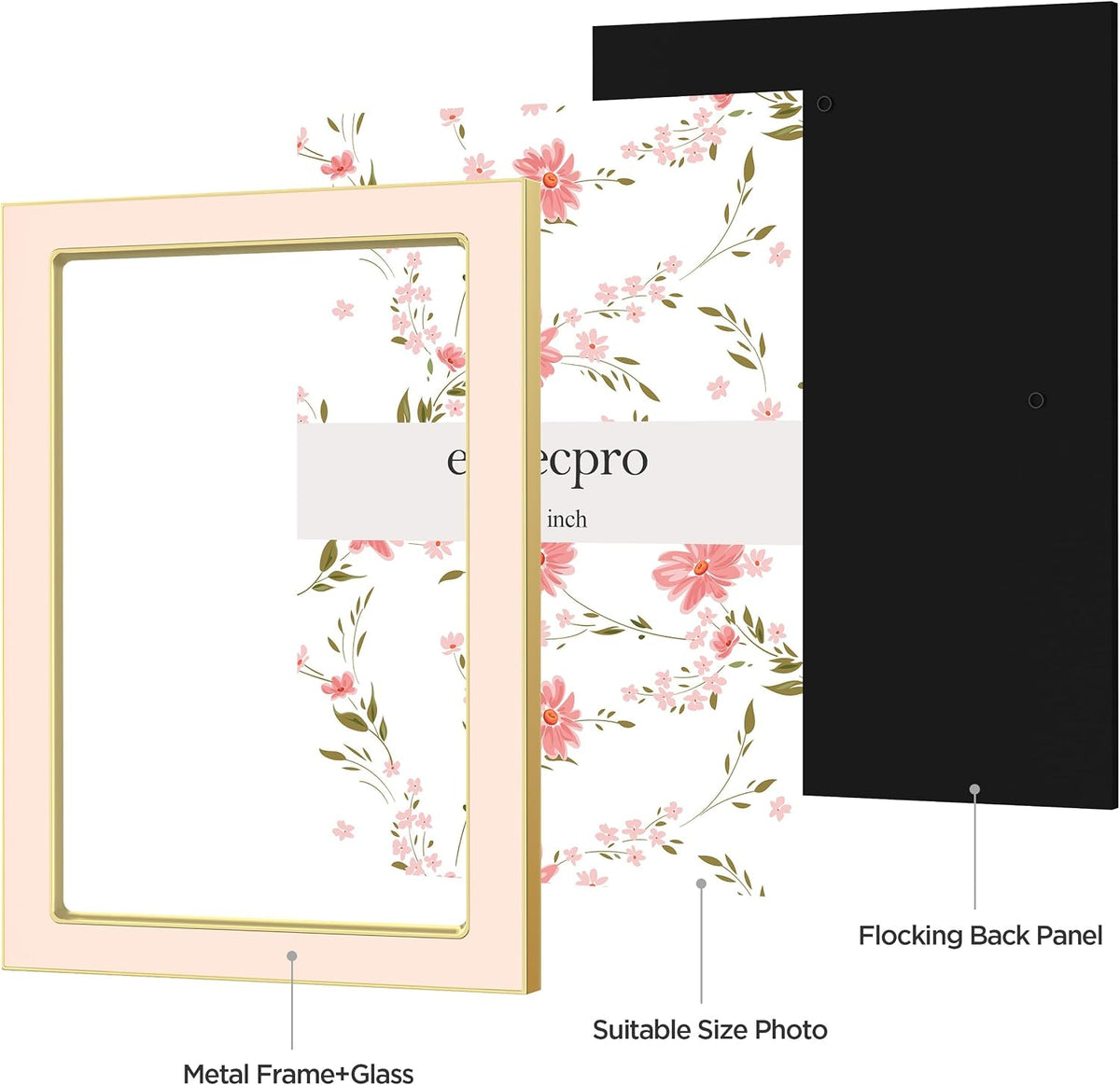 eletecpro 4x6 Enamel Picture Frame with Real Glass Cover, Pink, 1-Pack