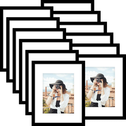 Picrit 8x10 Picture Frame Set of 12, Modern Gallery Wall Frames, Black