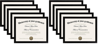 upsimples Certificate Frame, 8.5 by 11 Glass Diploma Frames, 5 Pack, Black