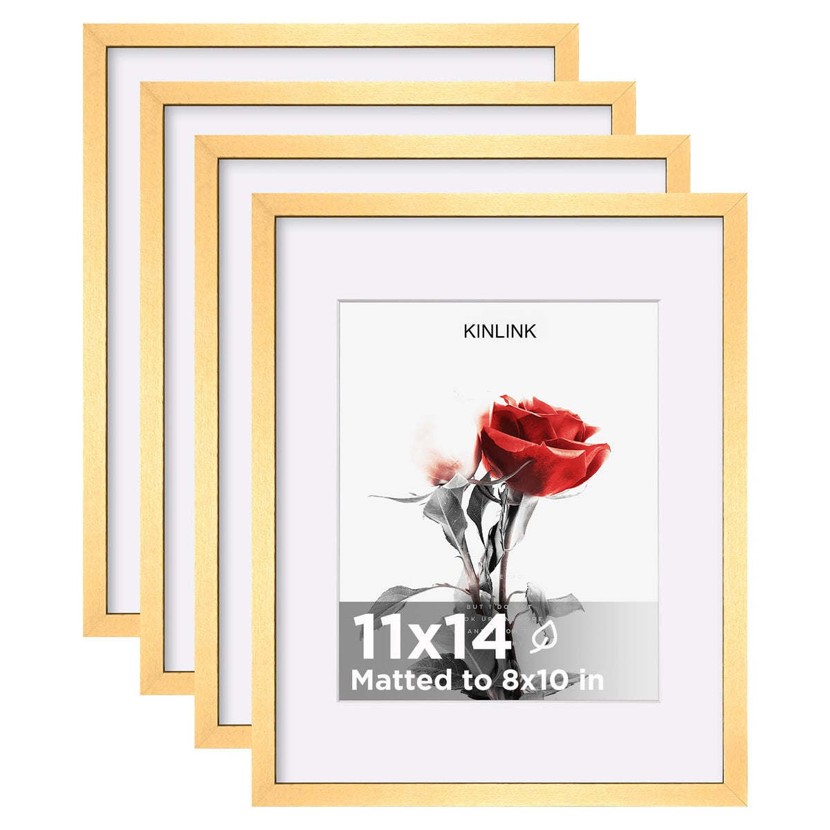 KINLINK 5x7 Picture Frame White Set of 4, Wooden Photo Frames Matted 4x6 with Plexiglass for 4x6 with Mat or 5x7 without Mat for Table and Wall Display