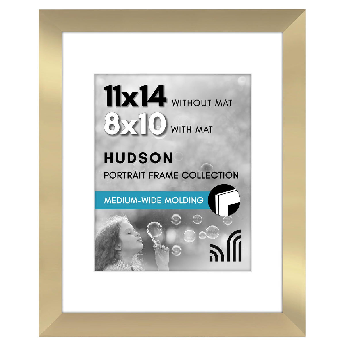 Americanflat 22x28 Poster Frame - Matted to 18x24 - Engineered Wood - Black
