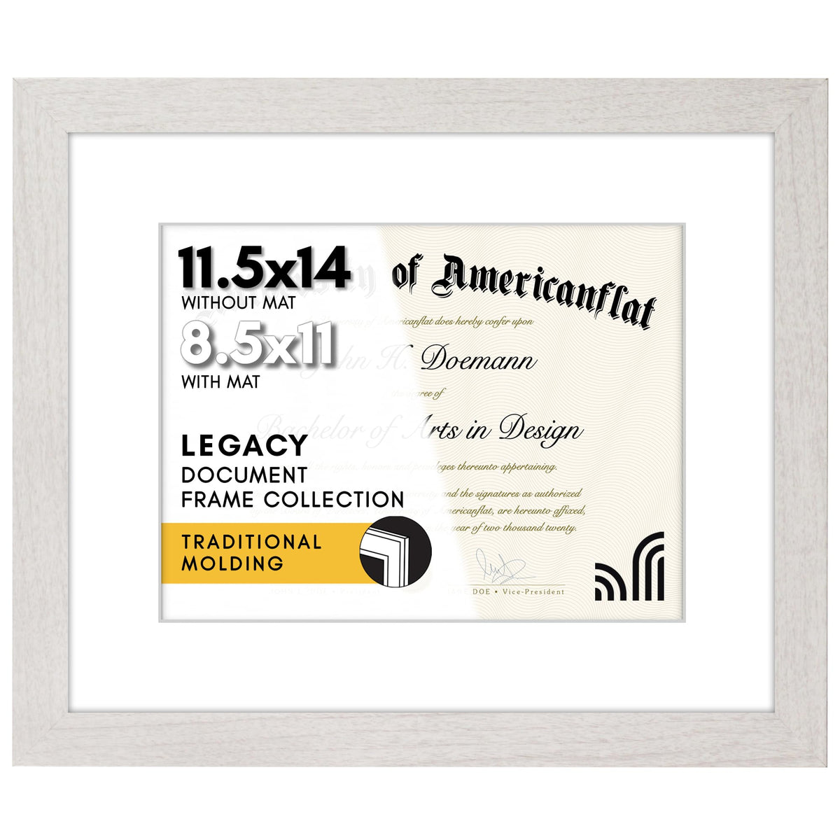 Americanflat 22x28 Poster Frame - Matted to 18x24 - Engineered Wood - Black