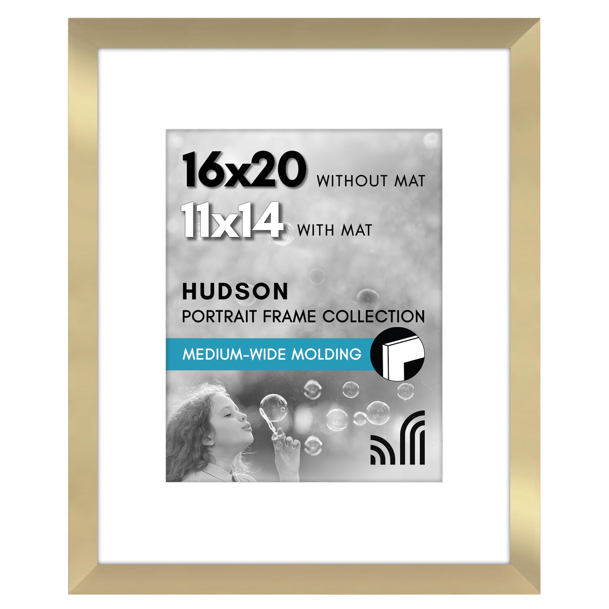 Americanflat 22x28 Poster Frame - Matted to 18x24 - Engineered Wood - Black
