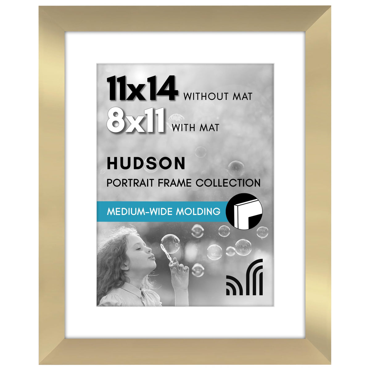 Americanflat 22x28 Poster Frame - Matted to 18x24 - Engineered Wood - Black