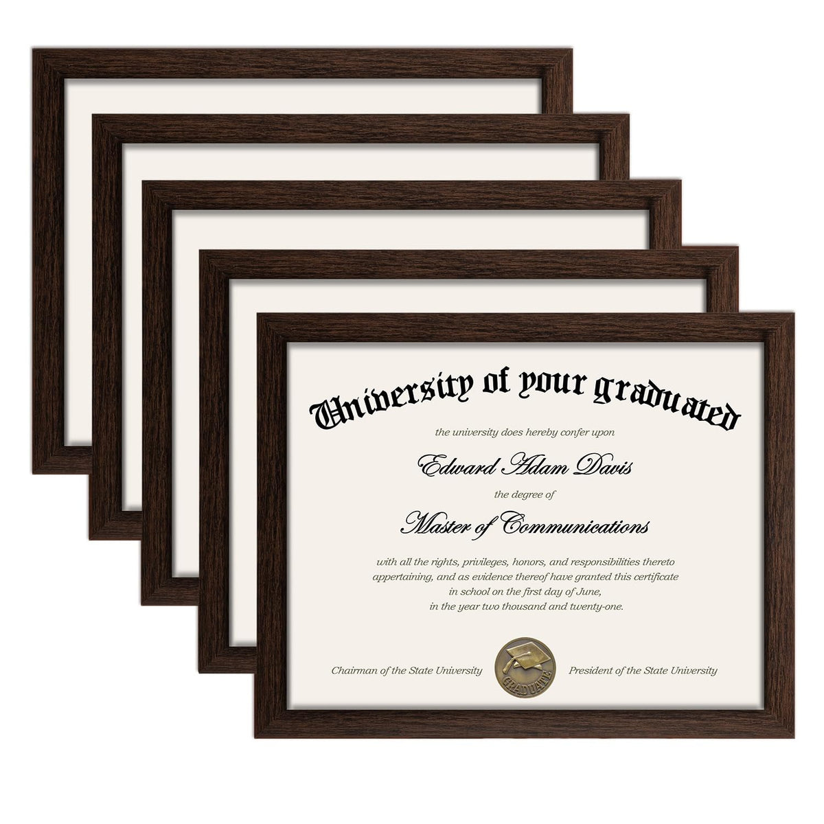 upsimples Certificate Frame, 8.5 by 11 Glass Diploma Frames, 5 Pack, Black