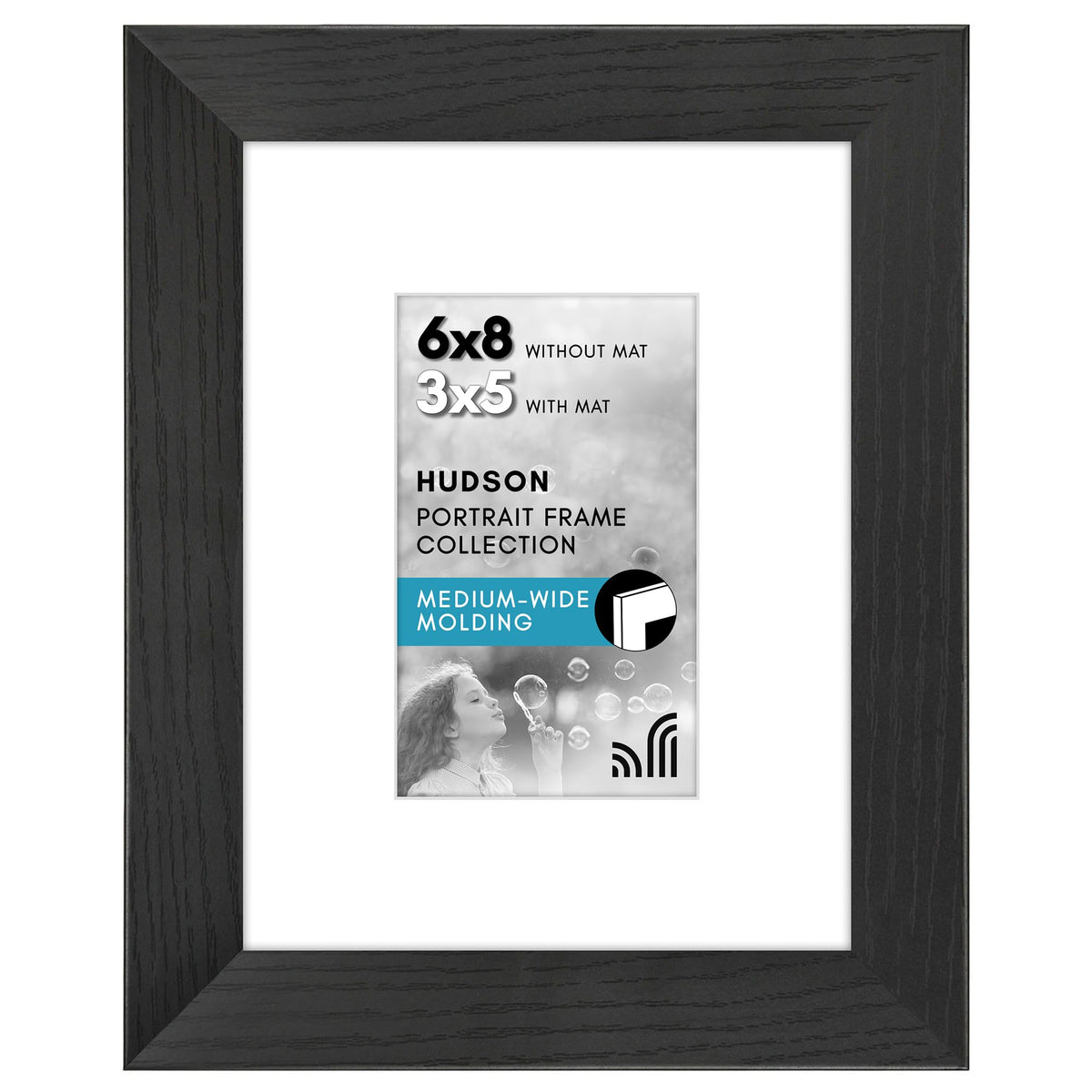 Americanflat 22x28 Poster Frame - Matted to 18x24 - Engineered Wood - Black