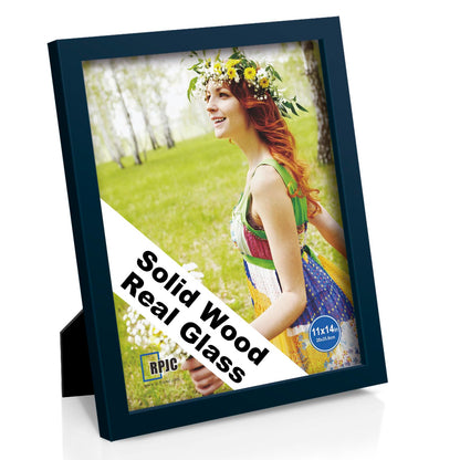 RPJC 5x7 Solid Wood Picture Frame with Real Glass Cover Black