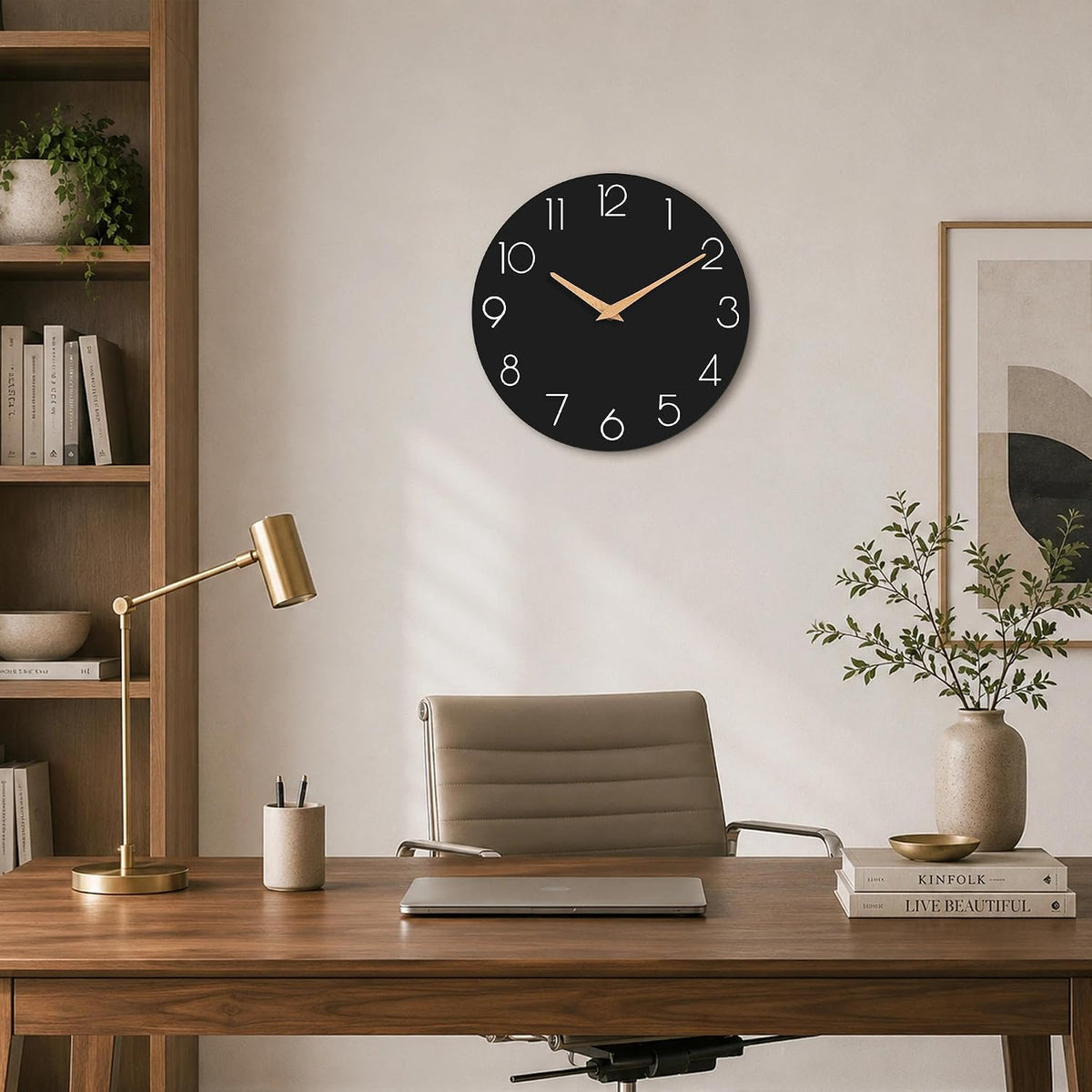 cicininc 8 Inch Battery Operated Wall Clock, Silent Analog, Black