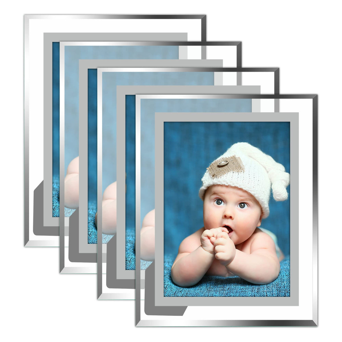 Vienrose 5x7 Picture Frame Set of 2, Clear Glass Photo Frames with Silver Edge, Horizontal or Vertical Display for Tabletop, Desk, Home, Office Decoration Fits 5x7 Photos Easy Photo Swap Gift Ready