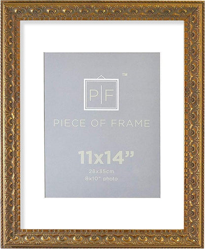 Golden State Art 11x14 Bronze Photo Frame White Mat for 8x10 Real Glass