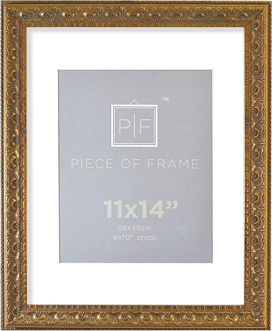 Golden State Art 11x14 Bronze Photo Frame White Mat for 8x10 Real Glass