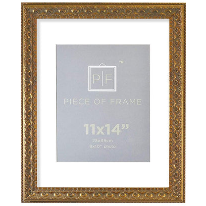 Golden State Art 11x14 Bronze Photo Frame White Mat for 8x10 Real Glass