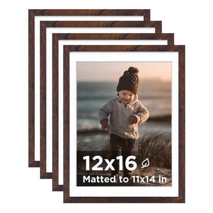 KINLINK 5x7 Picture Frame White Set of 4, Wooden Photo Frames Matted 4x6 with Plexiglass for 4x6 with Mat or 5x7 without Mat for Table and Wall Display