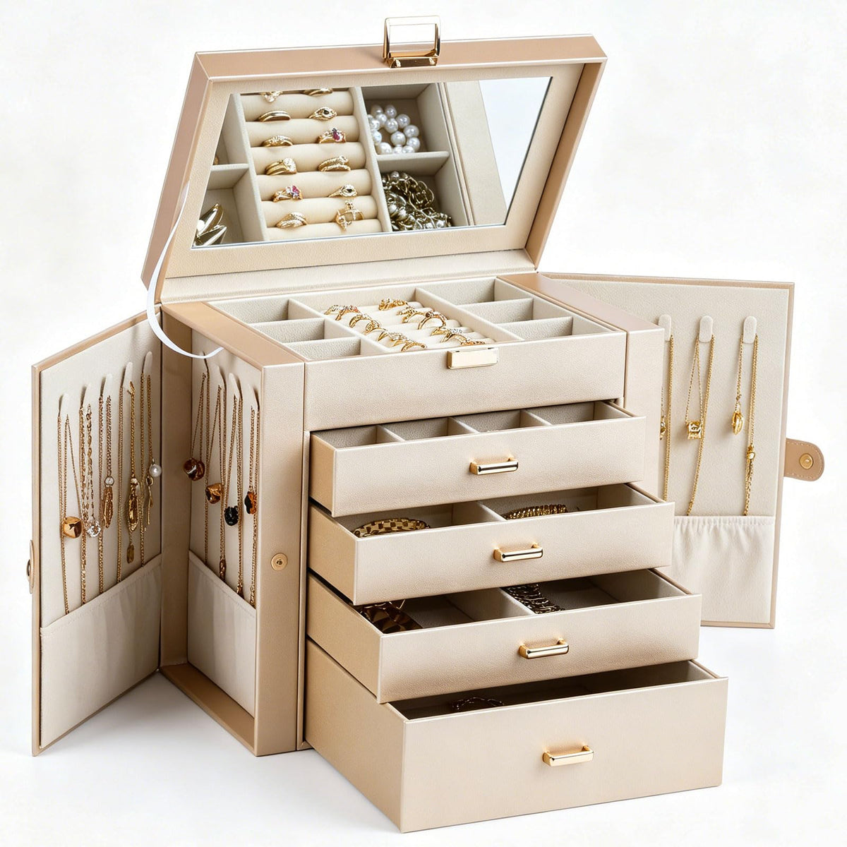 BOOVO Large Jewelry Box for Women 6 Layer