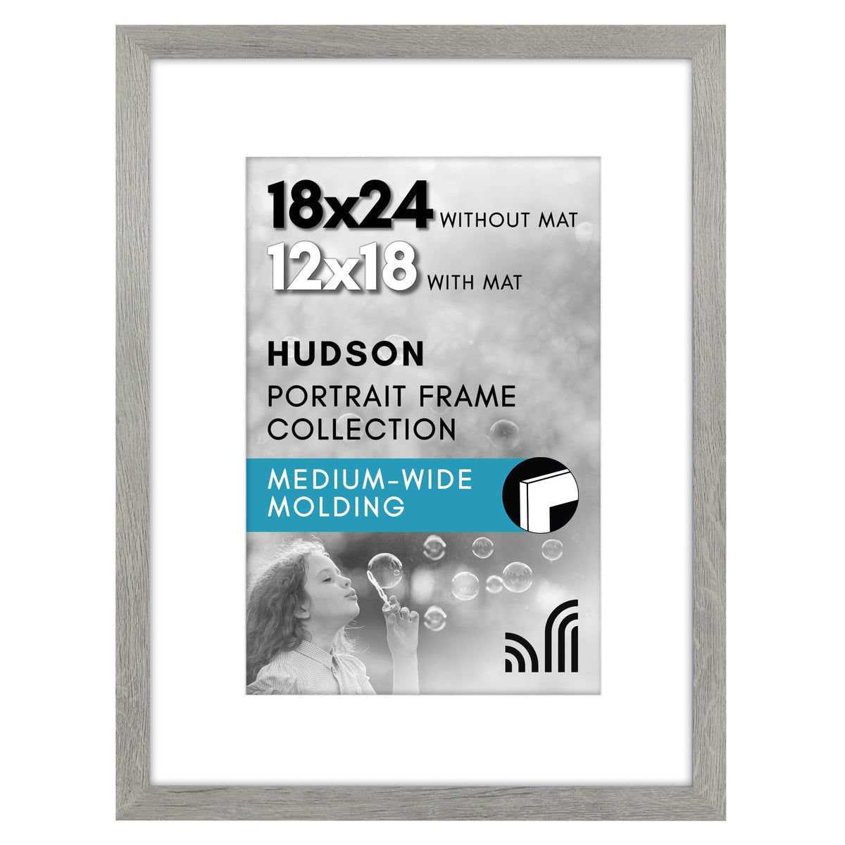 Americanflat 22x28 Poster Frame - Matted to 18x24 - Engineered Wood - Black
