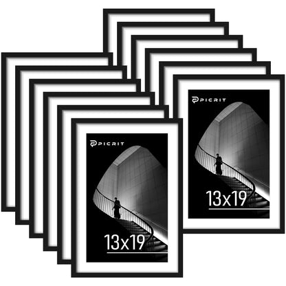 Picrit 8x10 Picture Frame Set of 12, Modern Gallery Wall Frames, Black