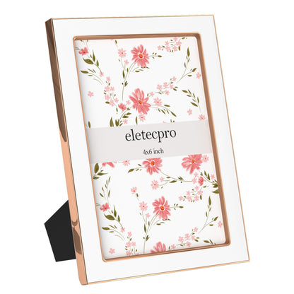eletecpro 4x6 Enamel Picture Frame with Real Glass Cover, Pink, 1-Pack