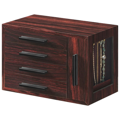 HOOBRO Jewelry Box for Women, Wooden Jewelry Organizer, Transparent Window