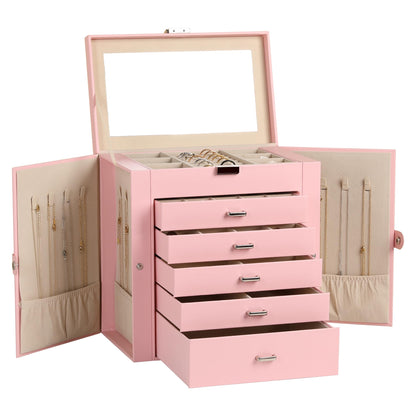 Frebeauty 6-Layer Jewelry Box for Women,Large Jewelry Organizer with Drawer