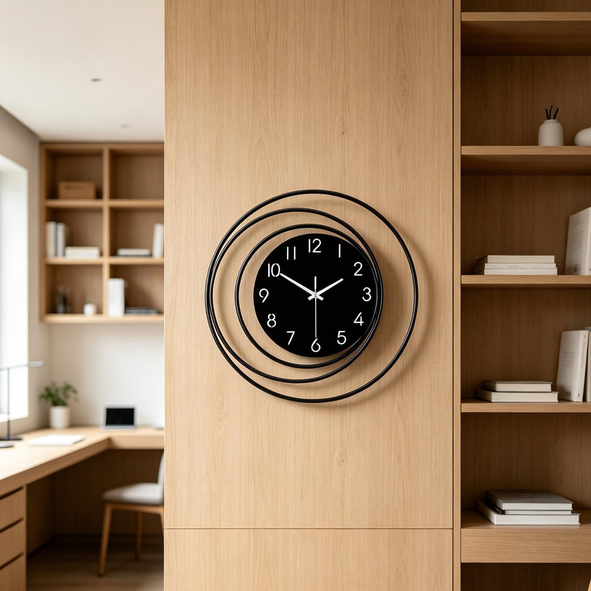Dankeit 13inch Decorative Wall Clock, Silent Non-Ticking Quality Quartz Battery Operated, Large Wall Clock for Living Room Kitchen Home Bathroom Bedroom Wall Decor, Black