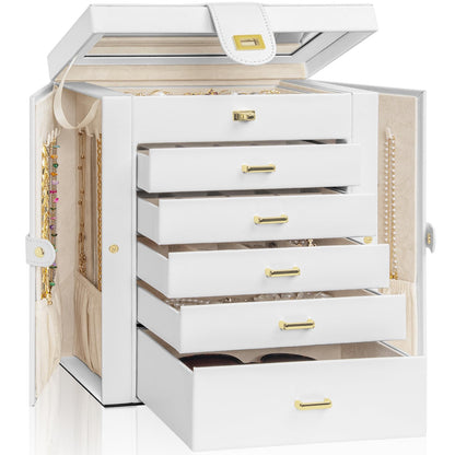 AKOZLIN 6-Tier Jewelry Box Organizer 5 Drawers Storage Black Regular