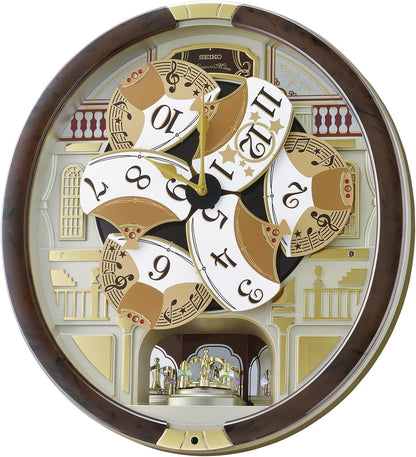 SEIKO QXM607BRHZ 45 Melodies in Motion Wall Clock with Rotating Pendulum