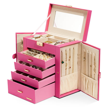 Homde Large Jewelry Box for Women: 5-Layer Organizer with Lock for Dresser