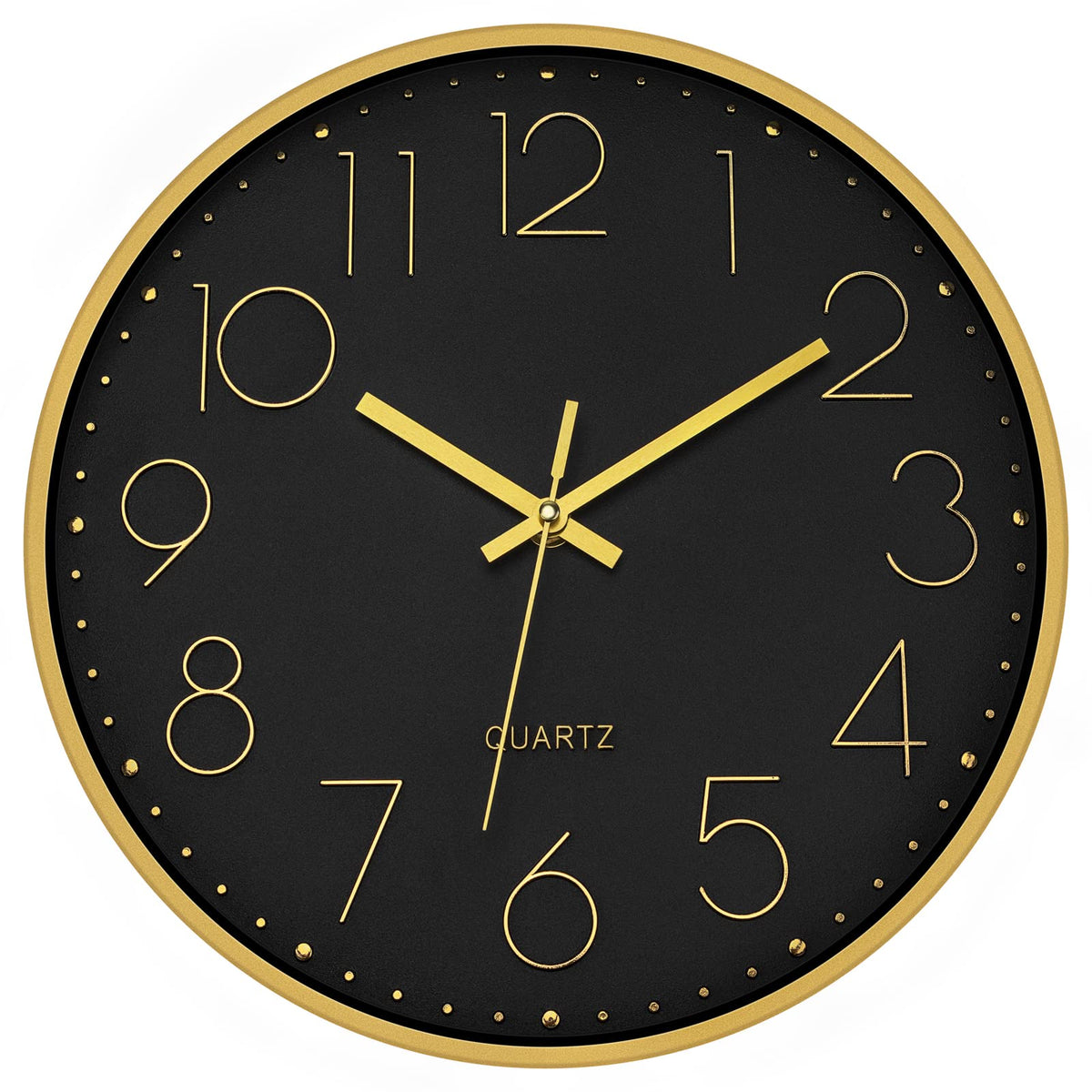 Foxtop 12" Modern Wall Clock Silent Battery Operated Clock, Green Gold