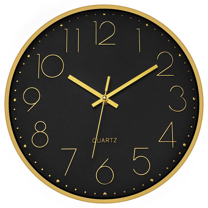 Foxtop 12" Modern Wall Clock Silent Battery Operated Clock, Green Gold