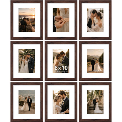 Vittanly 8x10 Picture Frames Set of 9 for Wall or Tabletop Display, Black