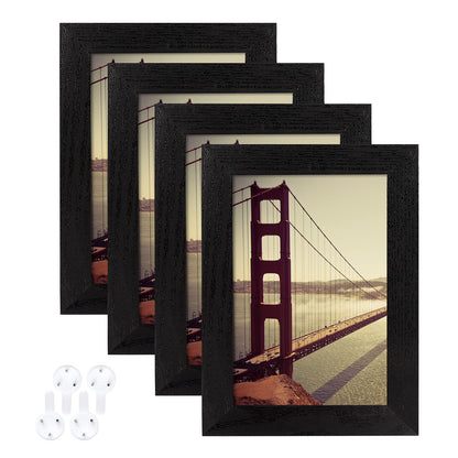 BAIJIALI 5x7 Picture Frame Distressed Farmhouse Wood Pattern Set of 4,Display 4x6 with Mat or 5x7 Without Mat,Multicolour